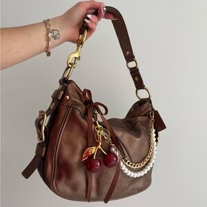 Vintage Coach Brown Bronze Zoe Shoulder Bag